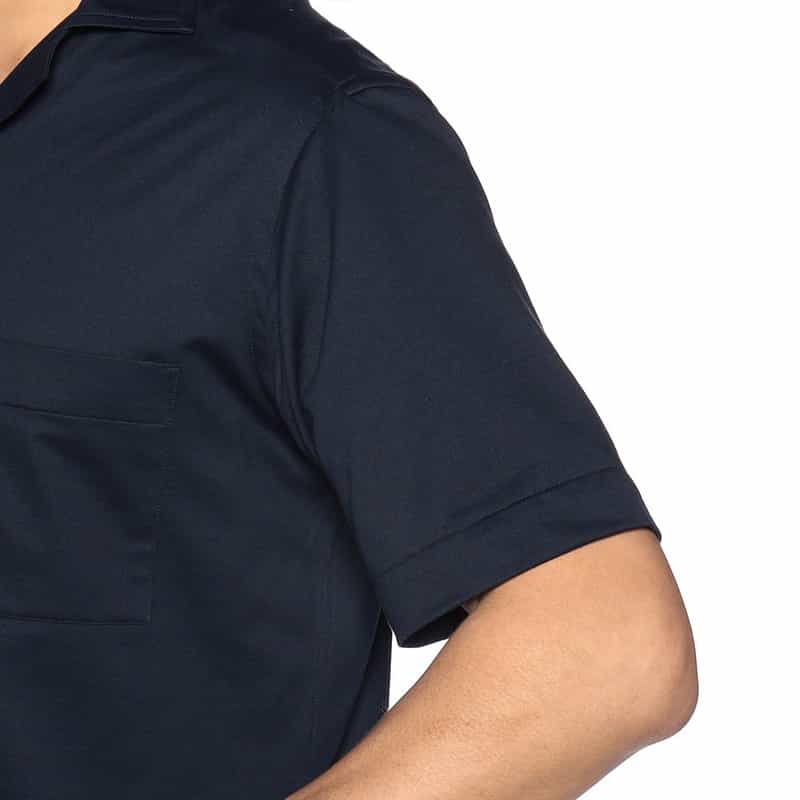 BARNEYS NEW YORK クールマックス素材ジャージーオープンカラーシャツ NAVY