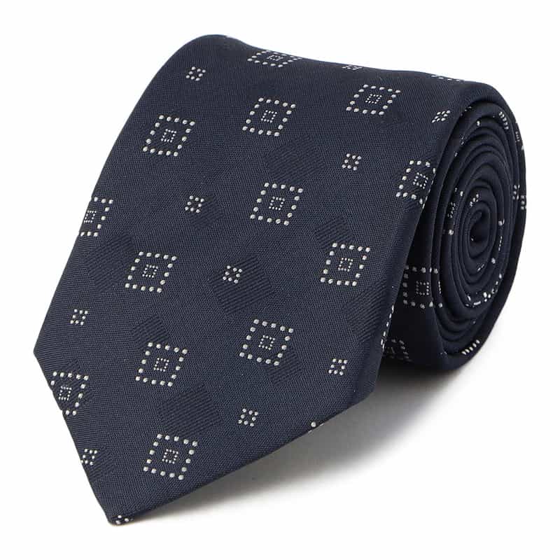BARNEYS NEW YORK スクエア柄タイ NAVY