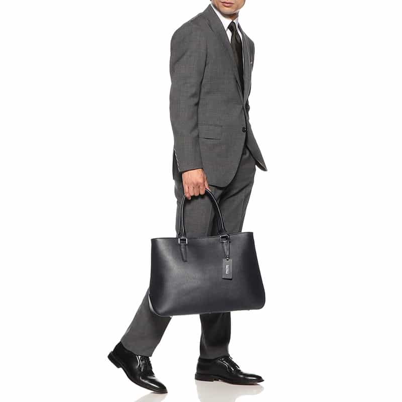 BARNEYS NEW YORK レザートートバッグ NAVY