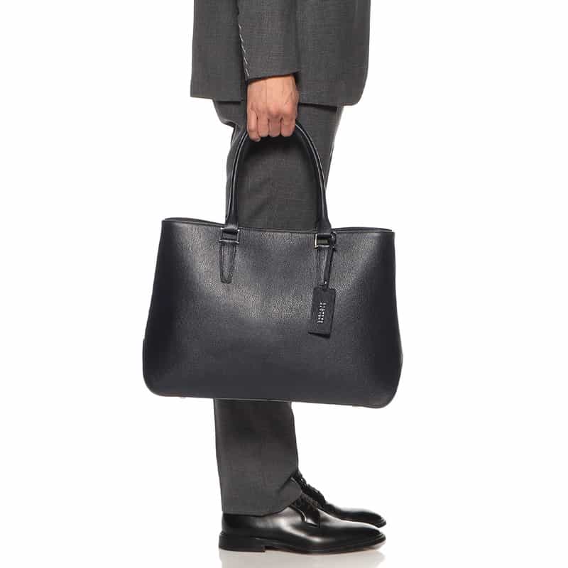 BARNEYS NEW YORK レザートートバッグ NAVY