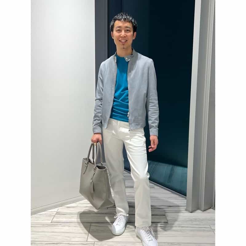 BARNEYS NEW YORK レザートートバッグ LT GRAY