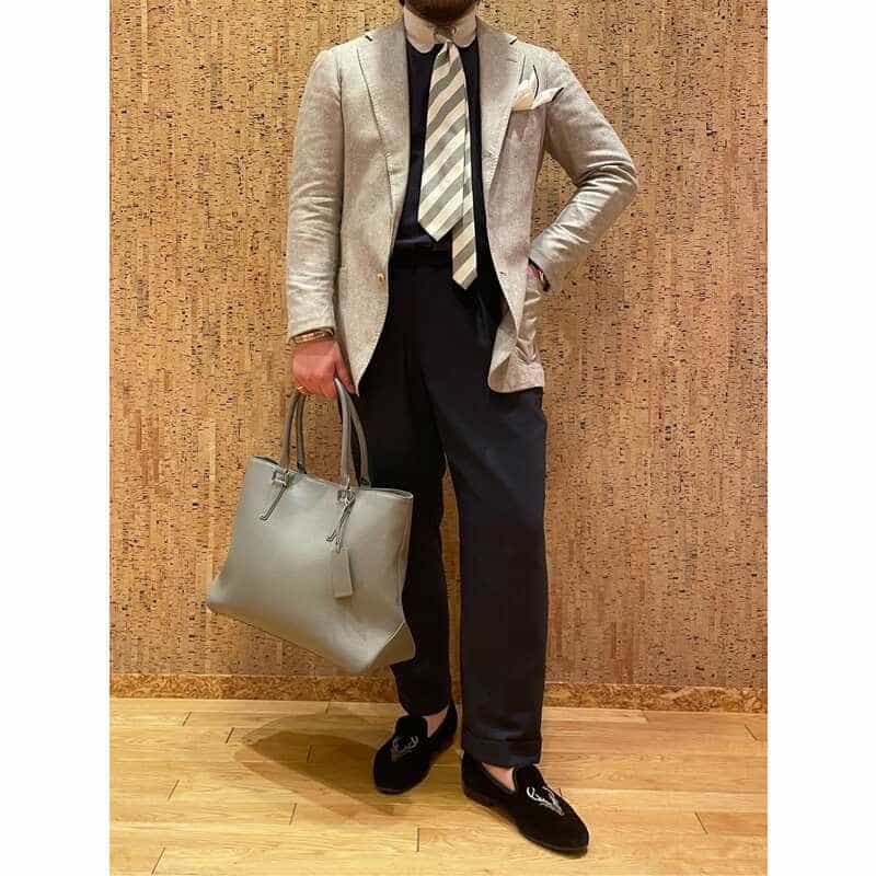 BARNEYS NEW YORK レザートートバッグ LT GRAY