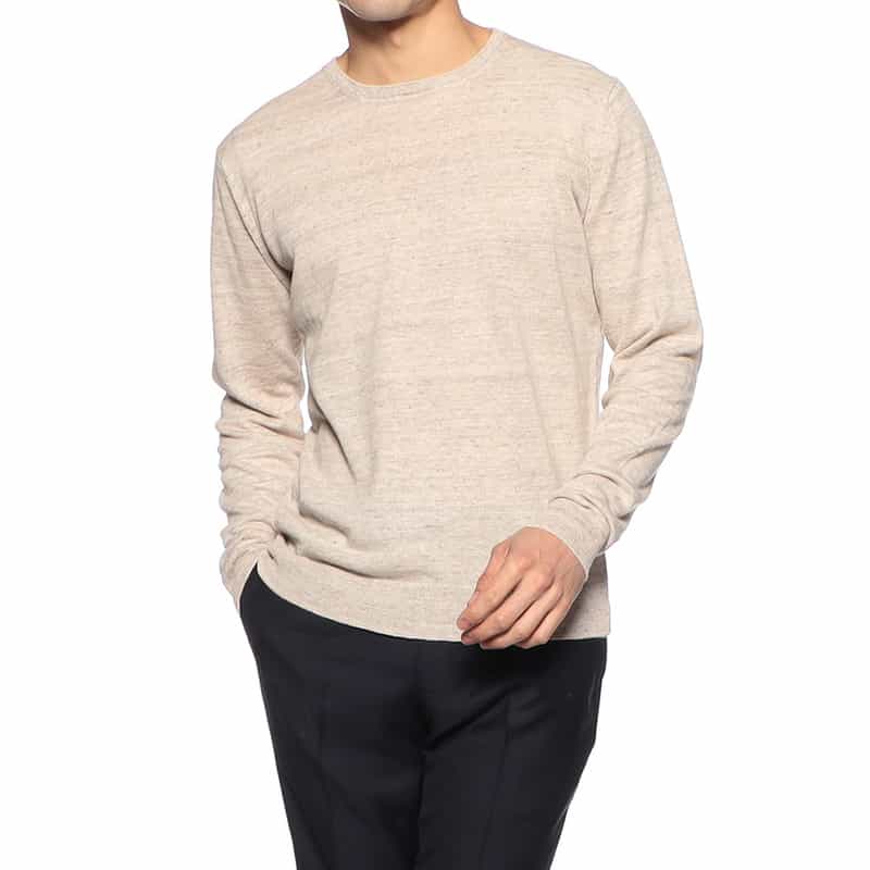 FILIPPO DE LAURENTIIS リネンコットンクルーネックニットプルオーバー LT BEIGE