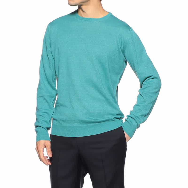 FILIPPO DE LAURENTIIS リネンコットンクルーネックニットプルオーバー LIGHT GREEN