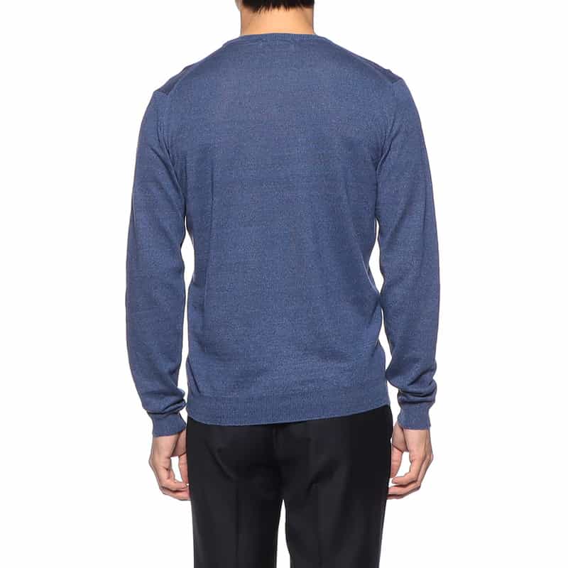 FILIPPO DE LAURENTIIS リネンコットンクルーネックニットプルオーバー BLUE