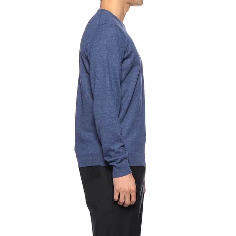 FILIPPO DE LAURENTIIS リネンコットンクルーネックニットプルオーバー BLUE