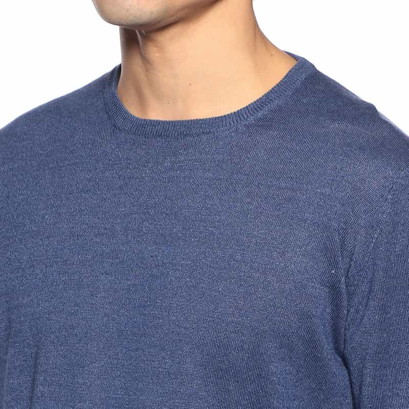 FILIPPO DE LAURENTIIS リネンコットンクルーネックニットプルオーバー BLUE