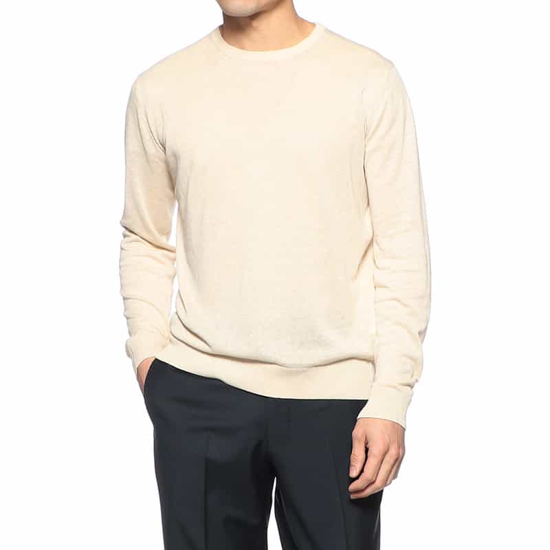 FILIPPO DE LAURENTIIS シルクリネンクルーネックニットプルオーバー BEIGE