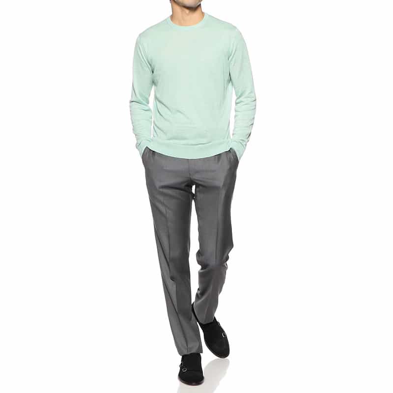 FILIPPO DE LAURENTIIS シルクリネンクルーネックニットプルオーバー LIGHT GREEN