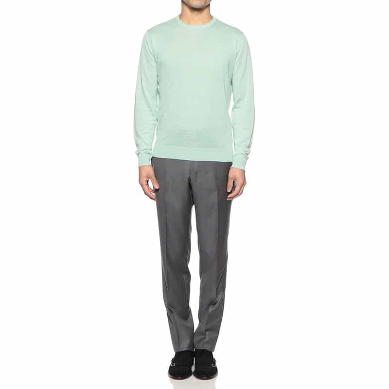 FILIPPO DE LAURENTIIS シルクリネンクルーネックニットプルオーバー LIGHT GREEN