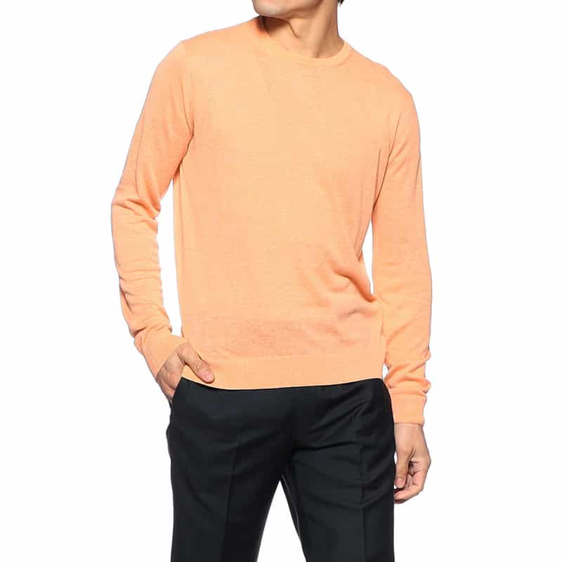 FILIPPO DE LAURENTIIS シルクリネンクルーネックニットプルオーバー LIGHT PINK