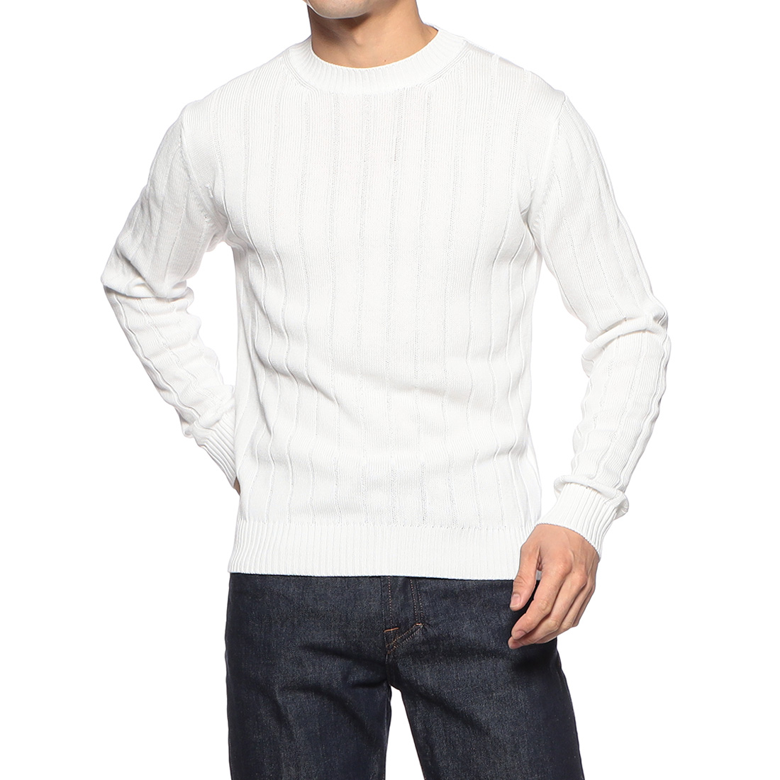 コットンクルーネックニットプルオーバー