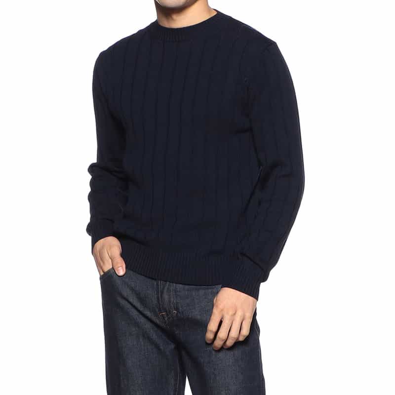 FILIPPO DE LAURENTIIS コットンクルーネックニットプルオーバー NAVY