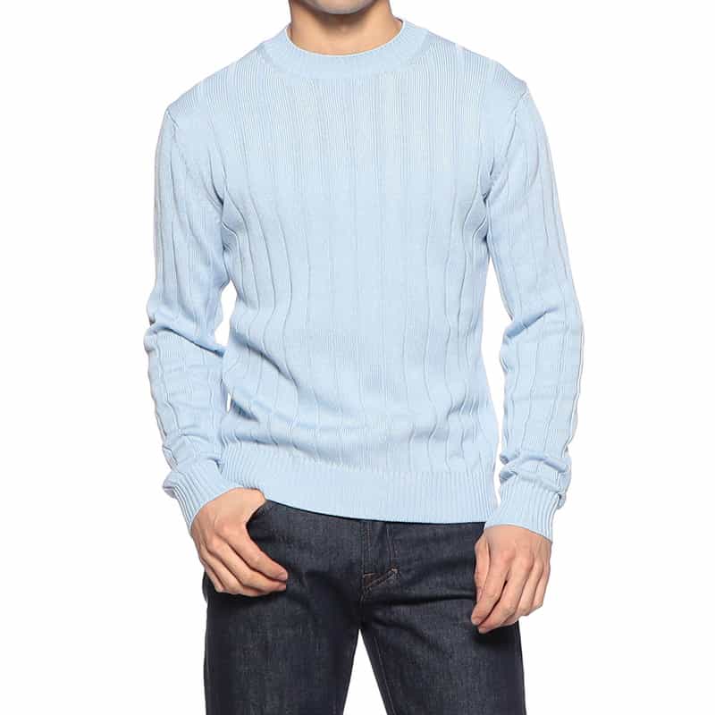 FILIPPO DE LAURENTIIS コットンクルーネックニットプルオーバー LIGHT BLUE