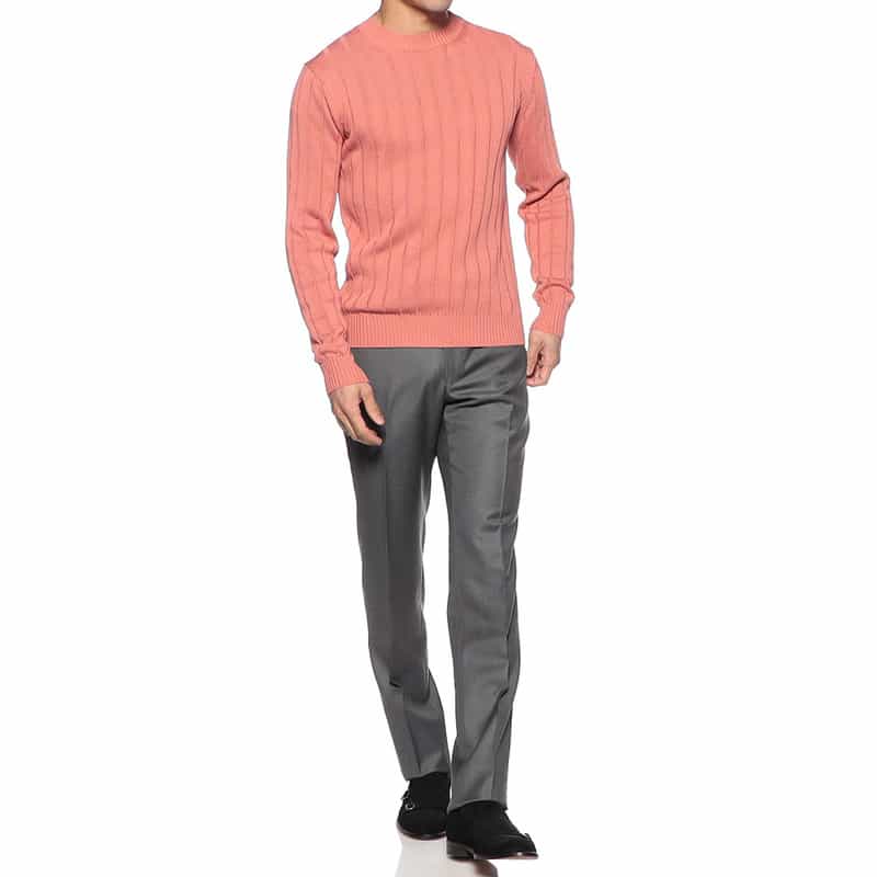 FILIPPO DE LAURENTIIS コットンクルーネックニットプルオーバー PINK