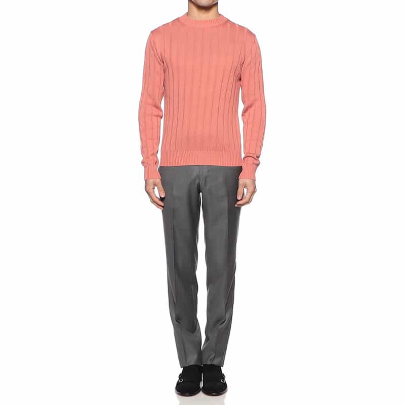 FILIPPO DE LAURENTIIS コットンクルーネックニットプルオーバー PINK