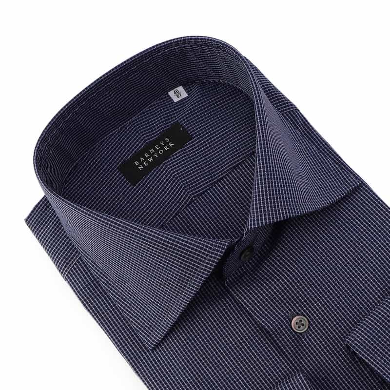 BARNEYS NEW YORK チェック柄ドレスシャツ NAVY