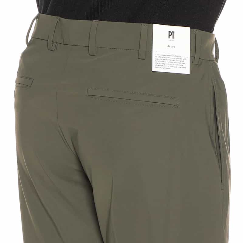 PT TORINO ストレッチナイロンジャージーパンツ "EPSILON ZIP" KHAKI