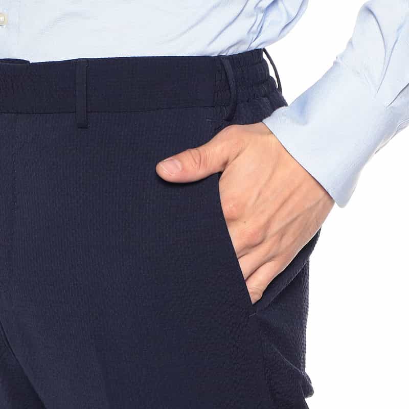 PT TORINO ドローストリングシアサッカーパンツ "SLIM JOGGER" NAVY