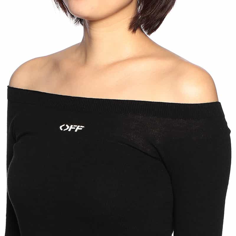 OFF-WHITE オフショルダー タイトドレス BLACK