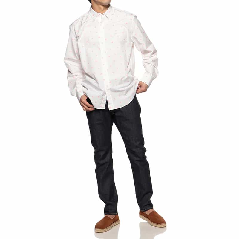 FRANK&EILEEN ハート柄シャツ “FINBAR" WHITE