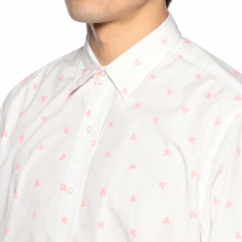 FRANK&EILEEN ハート柄シャツ “FINBAR" WHITE