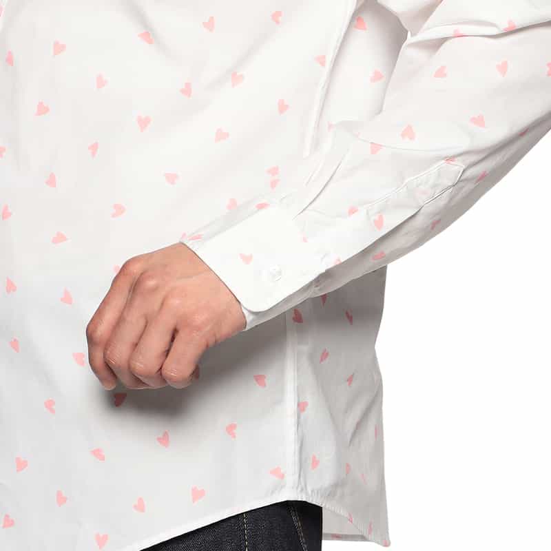 FRANK&EILEEN ハート柄シャツ “FINBAR" WHITE