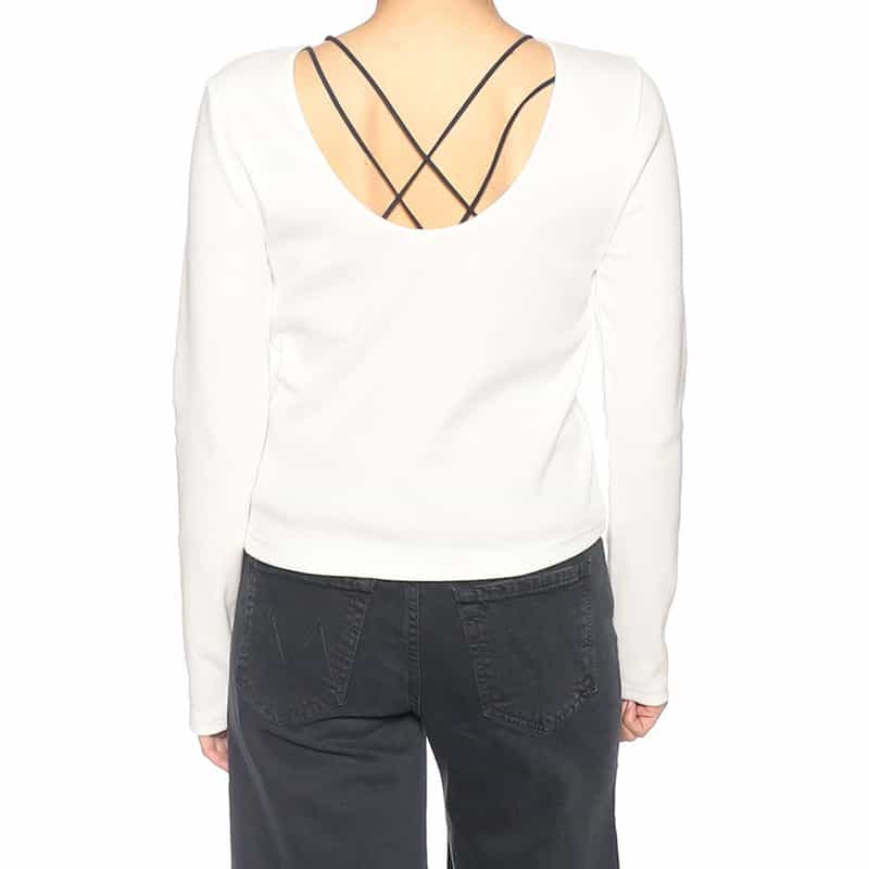 BARNEYS NEW YORK ウォッシャブル バックオープン リブ カットソー(ふろしき付き) WHITE