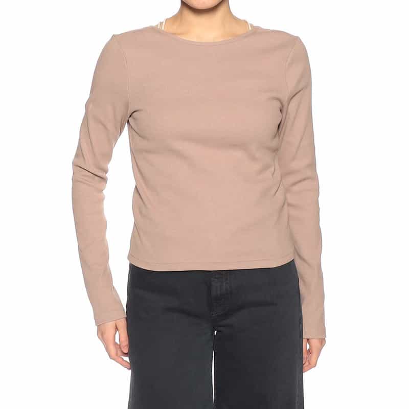 BARNEYS NEW YORK ウォッシャブル バックオープン リブ カットソー(ふろしき付き) BEIGE