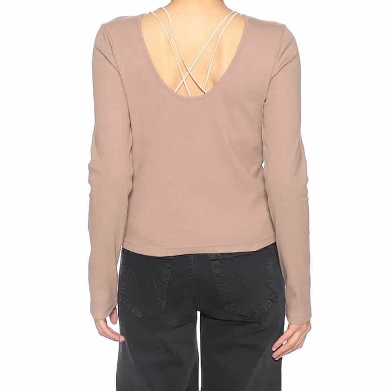 BARNEYS NEW YORK ウォッシャブル バックオープン リブ カットソー(ふろしき付き) BEIGE