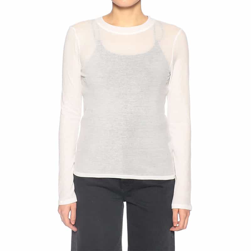 BARNEYS NEW YORK ウォッシャブル ロングスリーブシアーカットソー(ふろしき付き) WHITE