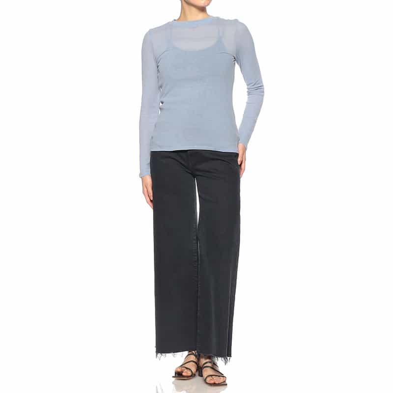 BARNEYS NEW YORK ウォッシャブル ロングスリーブシアーカットソー(ふろしき付き) LIGHT BLUE