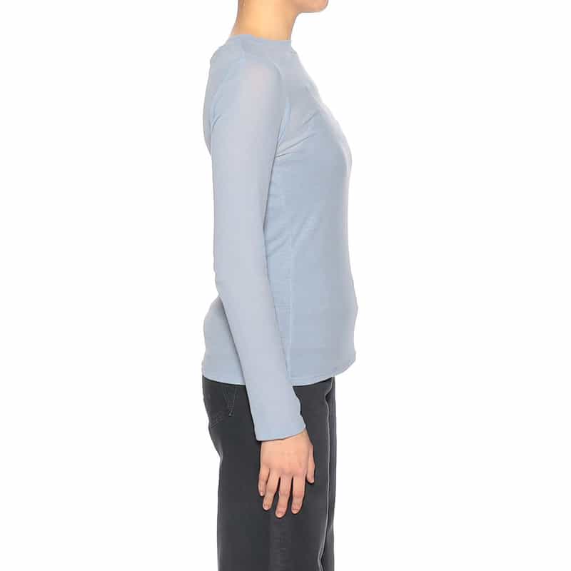 BARNEYS NEW YORK ウォッシャブル ロングスリーブシアーカットソー(ふろしき付き) LIGHT BLUE