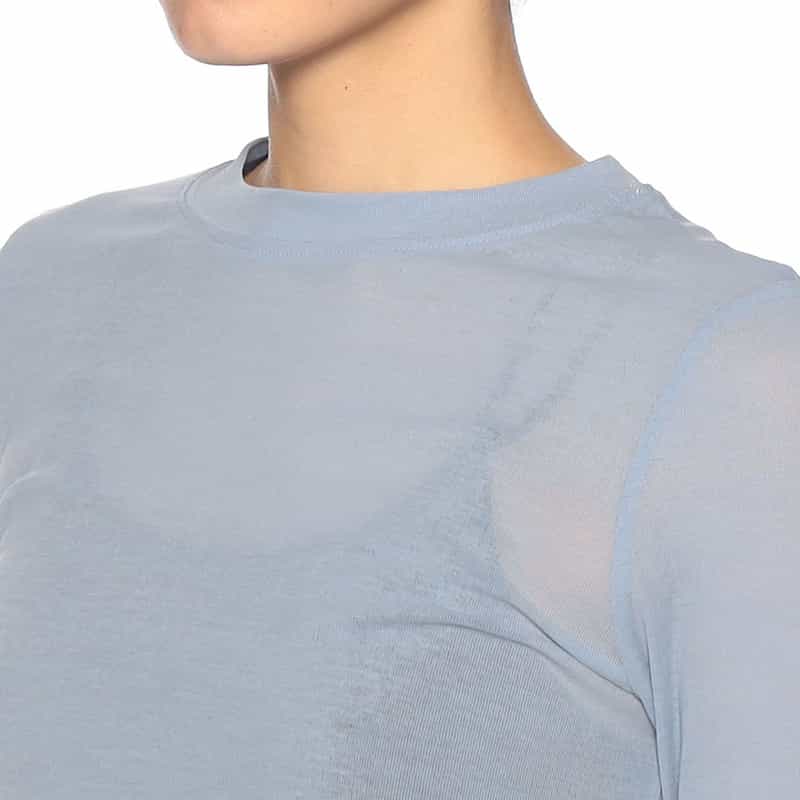 BARNEYS NEW YORK ウォッシャブル ロングスリーブシアーカットソー(ふろしき付き) LIGHT BLUE