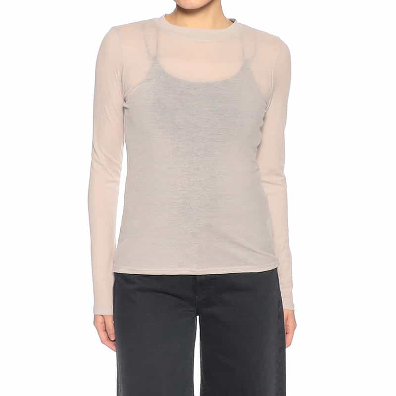 BARNEYS NEW YORK ウォッシャブル ロングスリーブシアーカットソー(ふろしき付き) LIGHT GRAY