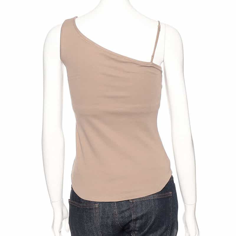 BARNEYS NEW YORK ウォッシャブル ワンショルダーパットタンクトップ(ふろしき付き) CAMEL