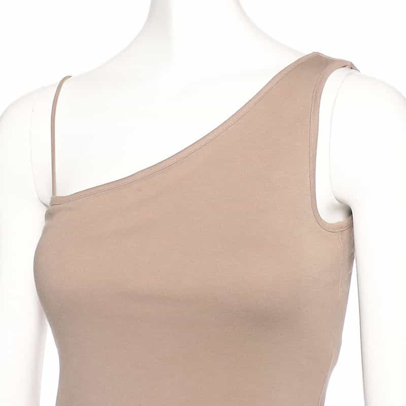 BARNEYS NEW YORK ウォッシャブル ワンショルダーパットタンクトップ(ふろしき付き) CAMEL