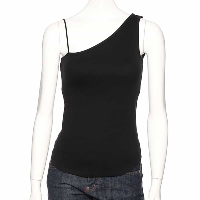 BARNEYS NEW YORK ウォッシャブル ワンショルダーパットタンクトップ(ふろしき付き) BLACK