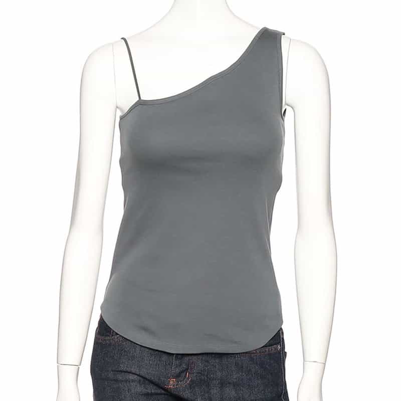 BARNEYS NEW YORK ウォッシャブル ワンショルダーパットタンクトップ(ふろしき付き) GRAY
