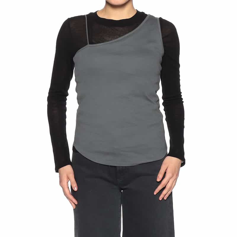 BARNEYS NEW YORK ウォッシャブル ワンショルダーパットタンクトップ(ふろしき付き) GRAY