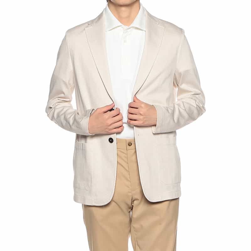 T-JACKET バーニーズ ニューヨーク限定ヘリンボーン柄ジャージージャケット "TOKYO" BEIGE