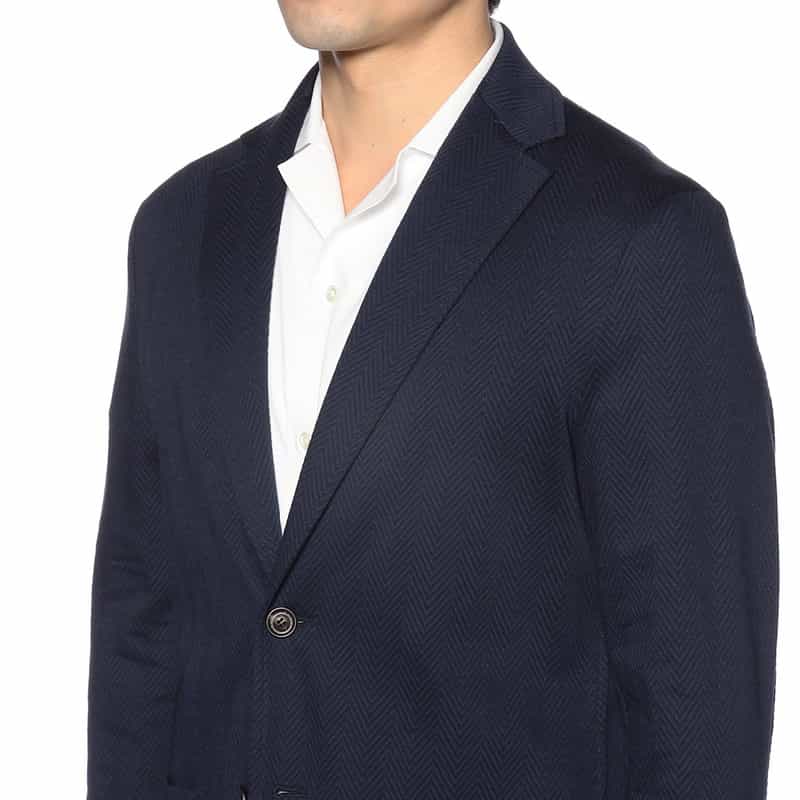 T-JACKET バーニーズ ニューヨーク限定ヘリンボーン柄ジャージージャケット "TOKYO" NAVY