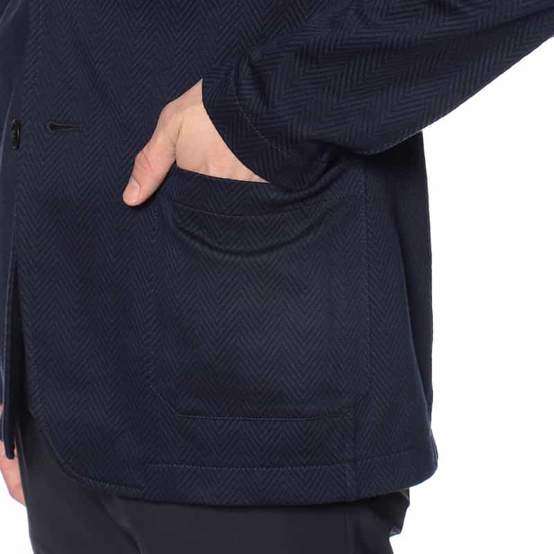 T-JACKET バーニーズ ニューヨーク限定ヘリンボーン柄ジャージージャケット "TOKYO" NAVY