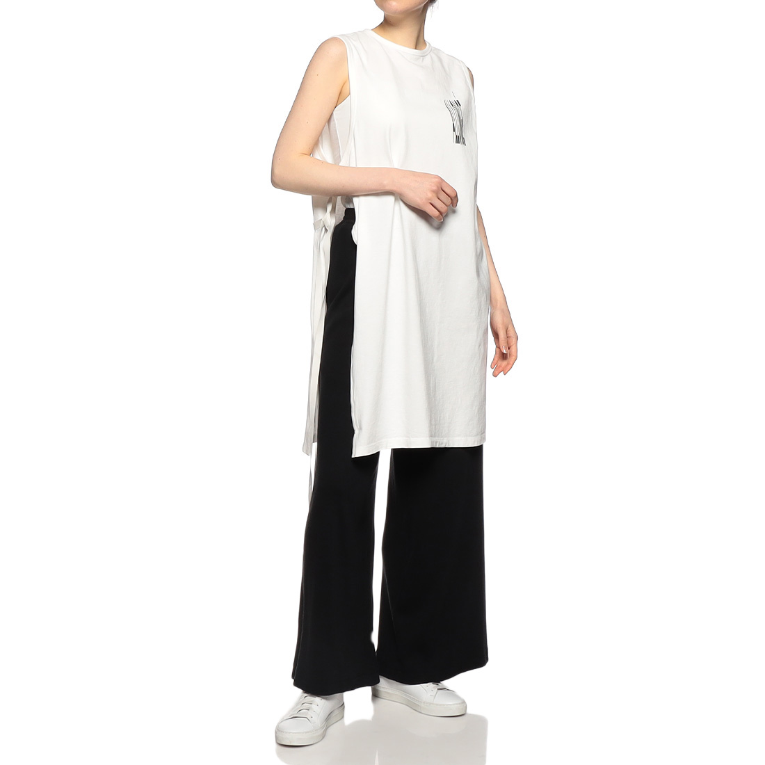 コットン スリーブレスカットソー