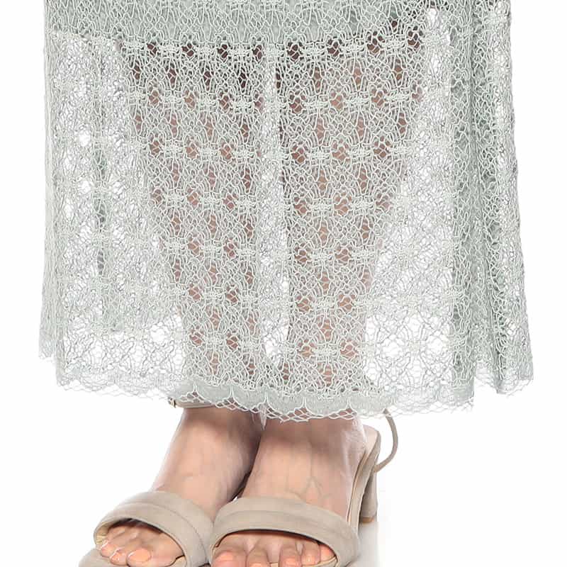 BARNEYS NEW YORK ラッセルレース ロングスカート LIGHT GREEN