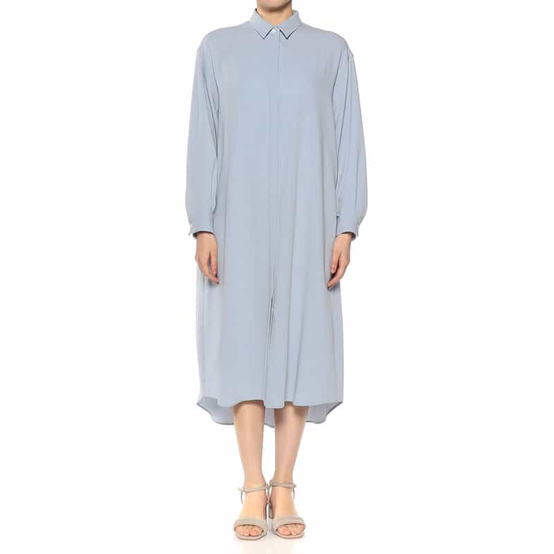 BARNEYS NEW YORK ウォッシャブル ロングスリーブシャツドレス LIGHT BLUE