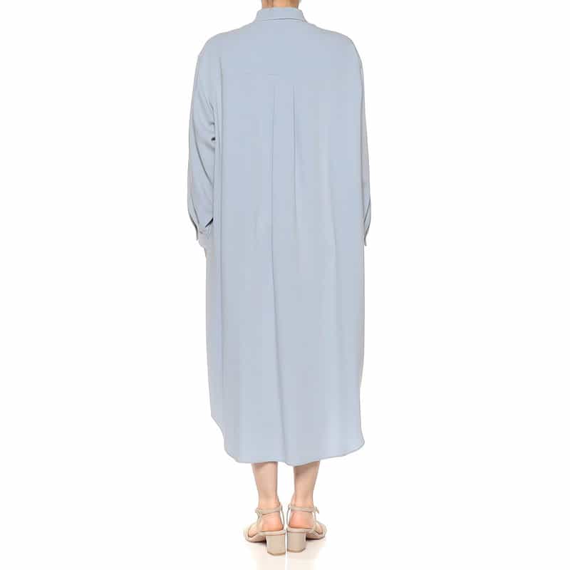 BARNEYS NEW YORK ウォッシャブル ロングスリーブシャツドレス LIGHT BLUE