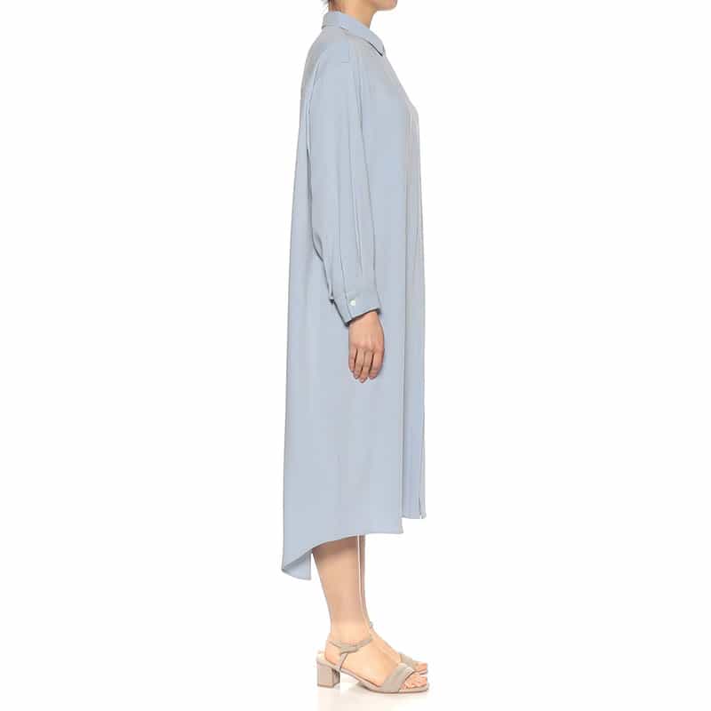 BARNEYS NEW YORK ウォッシャブル ロングスリーブシャツドレス LIGHT BLUE