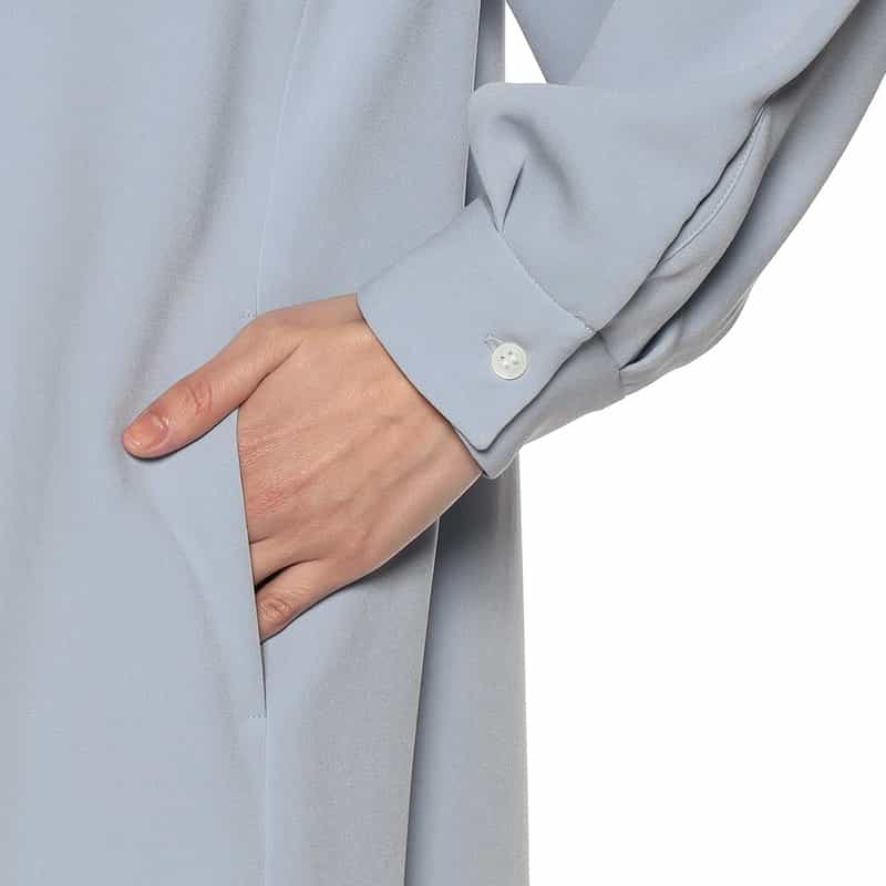 BARNEYS NEW YORK ウォッシャブル ロングスリーブシャツドレス LIGHT BLUE