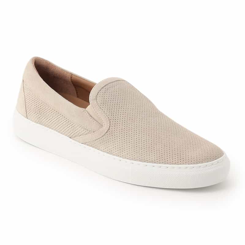 BARNEYS NEW YORK パンチングスエードスリップオンシューズ BEIGE